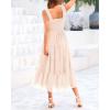 imageBTFBM Womens 2025 Summer Midi Dress Casual Sleeveless Square Neck Smocked Ruffle Tulle Party Wedding Guest DressesBeige