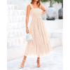 imageBTFBM Womens 2025 Summer Midi Dress Casual Sleeveless Square Neck Smocked Ruffle Tulle Party Wedding Guest DressesBeige