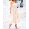 imageBTFBM Womens 2025 Summer Midi Dress Casual Sleeveless Square Neck Smocked Ruffle Tulle Party Wedding Guest DressesBeige