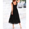 imageBTFBM Womens 2025 Summer Midi Dress Casual Sleeveless Square Neck Smocked Ruffle Tulle Party Wedding Guest DressesBlack