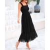 imageBTFBM Womens 2025 Summer Midi Dress Casual Sleeveless Square Neck Smocked Ruffle Tulle Party Wedding Guest DressesBlack