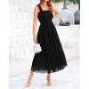 imageBTFBM Womens 2025 Summer Midi Dress Casual Sleeveless Square Neck Smocked Ruffle Tulle Party Wedding Guest DressesBlack