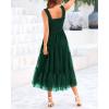 imageBTFBM Womens 2025 Summer Midi Dress Casual Sleeveless Square Neck Smocked Ruffle Tulle Party Wedding Guest DressesDark Green