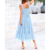 imageBTFBM Womens 2025 Summer Midi Dress Casual Sleeveless Square Neck Smocked Ruffle Tulle Party Wedding Guest DressesLight Blue