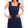 imageBTFBM Womens 2025 Summer Midi Dress Casual Sleeveless Square Neck Smocked Ruffle Tulle Party Wedding Guest DressesNavy