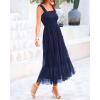 imageBTFBM Womens 2025 Summer Midi Dress Casual Sleeveless Square Neck Smocked Ruffle Tulle Party Wedding Guest DressesNavy