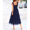 imageBTFBM Womens 2025 Summer Midi Dress Casual Sleeveless Square Neck Smocked Ruffle Tulle Party Wedding Guest DressesNavy