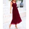 imageBTFBM Womens 2025 Summer Midi Dress Casual Sleeveless Square Neck Smocked Ruffle Tulle Party Wedding Guest DressesWine Red