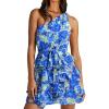 imageBTFBM Women One Shoulder Summer Dresses 2025 Floral Sundress High Waist Flowy A Line Mini Beach Wedding Guest DressFloral Blue White