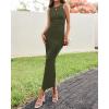imageBTFBM Formal Wedding Guest Dresses for Women Summer 2025 Sleeveless Ruched Bodycon Mesh Elegant Maxi Cocktail DressArmy Green
