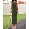 imageBTFBM Formal Wedding Guest Dresses for Women Summer 2025 Sleeveless Ruched Bodycon Mesh Elegant Maxi Cocktail DressArmy Green