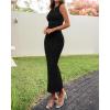 imageBTFBM Formal Wedding Guest Dresses for Women Summer 2025 Sleeveless Ruched Bodycon Mesh Elegant Maxi Cocktail DressBlack