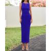 imageBTFBM Formal Wedding Guest Dresses for Women Summer 2025 Sleeveless Ruched Bodycon Mesh Elegant Maxi Cocktail DressBright Blue