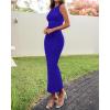 imageBTFBM Formal Wedding Guest Dresses for Women Summer 2025 Sleeveless Ruched Bodycon Mesh Elegant Maxi Cocktail DressBright Blue