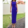 imageBTFBM Formal Wedding Guest Dresses for Women Summer 2025 Sleeveless Ruched Bodycon Mesh Elegant Maxi Cocktail DressBright Blue