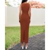imageBTFBM Formal Wedding Guest Dresses for Women Summer 2025 Sleeveless Ruched Bodycon Mesh Elegant Maxi Cocktail DressCaramel