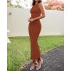 imageBTFBM Formal Wedding Guest Dresses for Women Summer 2025 Sleeveless Ruched Bodycon Mesh Elegant Maxi Cocktail DressCaramel