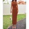 imageBTFBM Formal Wedding Guest Dresses for Women Summer 2025 Sleeveless Ruched Bodycon Mesh Elegant Maxi Cocktail DressCaramel