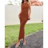 imageBTFBM Formal Wedding Guest Dresses for Women Summer 2025 Sleeveless Ruched Bodycon Mesh Elegant Maxi Cocktail DressCaramel