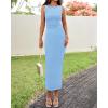 imageBTFBM Formal Wedding Guest Dresses for Women Summer 2025 Sleeveless Ruched Bodycon Mesh Elegant Maxi Cocktail DressLight Blue