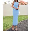 imageBTFBM Formal Wedding Guest Dresses for Women Summer 2025 Sleeveless Ruched Bodycon Mesh Elegant Maxi Cocktail DressLight Blue