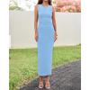 imageBTFBM Formal Wedding Guest Dresses for Women Summer 2025 Sleeveless Ruched Bodycon Mesh Elegant Maxi Cocktail DressLight Blue