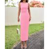 imageBTFBM Formal Wedding Guest Dresses for Women Summer 2025 Sleeveless Ruched Bodycon Mesh Elegant Maxi Cocktail DressPink