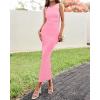 imageBTFBM Formal Wedding Guest Dresses for Women Summer 2025 Sleeveless Ruched Bodycon Mesh Elegant Maxi Cocktail DressPink