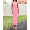 imageBTFBM Formal Wedding Guest Dresses for Women Summer 2025 Sleeveless Ruched Bodycon Mesh Elegant Maxi Cocktail DressPink