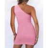 imageBTFBM Spring One Shoulder Bodycon Dresses 2025 Summer Sleeveless Ruched Homecoming Club Party Cocktail Mini DressesSolid Pink