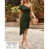 imageBTFBM Women 2025 Summer Fashion Elegant One Shoulder Cocktail Dress Ruffle Sleeve Wrap Ruched Bodycon Short Party DressesSolid Army Green