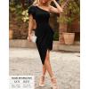 imageBTFBM Women 2025 Summer Fashion Elegant One Shoulder Cocktail Dress Ruffle Sleeve Wrap Ruched Bodycon Short Party DressesSolid Black