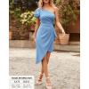 imageBTFBM Women 2025 Summer Fashion Elegant One Shoulder Cocktail Dress Ruffle Sleeve Wrap Ruched Bodycon Short Party DressesSolid Light Blue