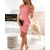 imageBTFBM Women 2025 Summer Fashion Elegant One Shoulder Cocktail Dress Ruffle Sleeve Wrap Ruched Bodycon Short Party DressesSolid Light Pink