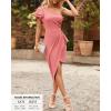 imageBTFBM Women 2025 Summer Fashion Elegant One Shoulder Cocktail Dress Ruffle Sleeve Wrap Ruched Bodycon Short Party DressesSolid Light Pink
