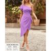 imageBTFBM Women 2025 Summer Fashion Elegant One Shoulder Cocktail Dress Ruffle Sleeve Wrap Ruched Bodycon Short Party DressesSolid Light Purple