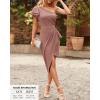 imageBTFBM Women 2025 Summer Fashion Elegant One Shoulder Cocktail Dress Ruffle Sleeve Wrap Ruched Bodycon Short Party DressesSolid Pink