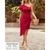 imageBTFBM Women 2025 Summer Fashion Elegant One Shoulder Cocktail Dress Ruffle Sleeve Wrap Ruched Bodycon Short Party DressesSolid Red