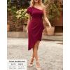 imageBTFBM Women 2025 Summer Fashion Elegant One Shoulder Cocktail Dress Ruffle Sleeve Wrap Ruched Bodycon Short Party DressesSolid Wine Red