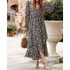imageBTFBM Women Long Sleeve Dresses Spring Summer Clothes 2025 V Neck Floral High Waist Ruffle Boho Wedding Guest DressBig Floral Black