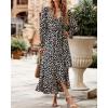 imageBTFBM Women Long Sleeve Dresses Spring Summer Clothes 2025 V Neck Floral High Waist Ruffle Boho Wedding Guest DressBig Floral Black