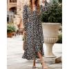 imageBTFBM Women Long Sleeve Dresses Spring Summer Clothes 2025 V Neck Floral High Waist Ruffle Boho Wedding Guest DressBig Floral Black