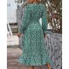 imageBTFBM Women Long Sleeve Dresses Spring Summer Clothes 2025 V Neck Floral High Waist Ruffle Boho Wedding Guest DressDaisy White Dark Green