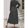 imageBTFBM Women Long Sleeve Dresses Spring Summer Clothes 2025 V Neck Floral High Waist Ruffle Boho Wedding Guest DressFloral Black
