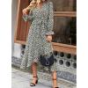 imageBTFBM Women Long Sleeve Dresses Spring Summer Clothes 2025 V Neck Floral High Waist Ruffle Boho Wedding Guest DressFloral Black White