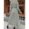 imageBTFBM Women Long Sleeve Dresses Spring Summer Clothes 2025 V Neck Floral High Waist Ruffle Boho Wedding Guest DressFloral Black White
