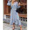 imageBTFBM Women Long Sleeve Dresses Spring Summer Clothes 2025 V Neck Floral High Waist Ruffle Boho Wedding Guest DressFloral Blue