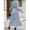 imageBTFBM Women Long Sleeve Dresses Spring Summer Clothes 2025 V Neck Floral High Waist Ruffle Boho Wedding Guest DressFloral Blue