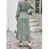 imageBTFBM Women Long Sleeve Dresses Spring Summer Clothes 2025 V Neck Floral High Waist Ruffle Boho Wedding Guest DressFloral Green