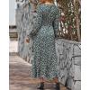 imageBTFBM Women Long Sleeve Dresses Spring Summer Clothes 2025 V Neck Floral High Waist Ruffle Boho Wedding Guest DressFloral Light Blue Apricot